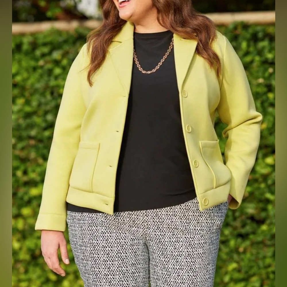 Cropped Yellow Blazer with Structured Silhouette